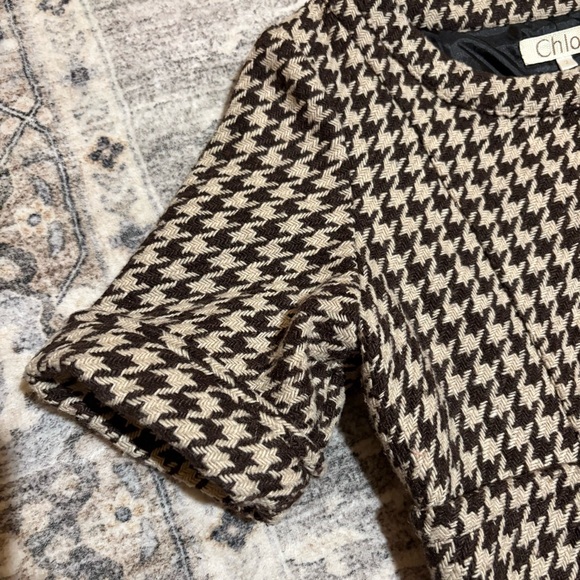 Chloe vintage houndstooth brown dress size 2 - Picture 4 of 14